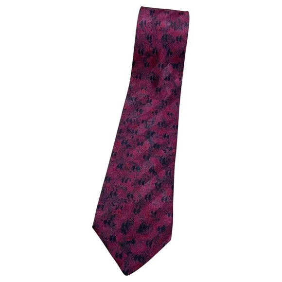 NWT CARNAVAL DE VENISE Men's 100% Silk Necktie LUXURY Tie Burgundy Art W:3.5"